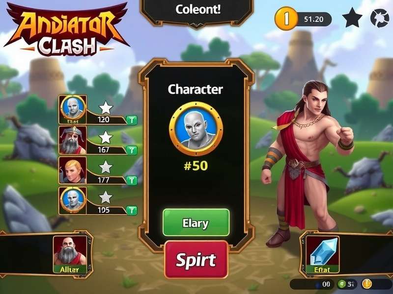 Anjuna Gladiator Clash character selection screen